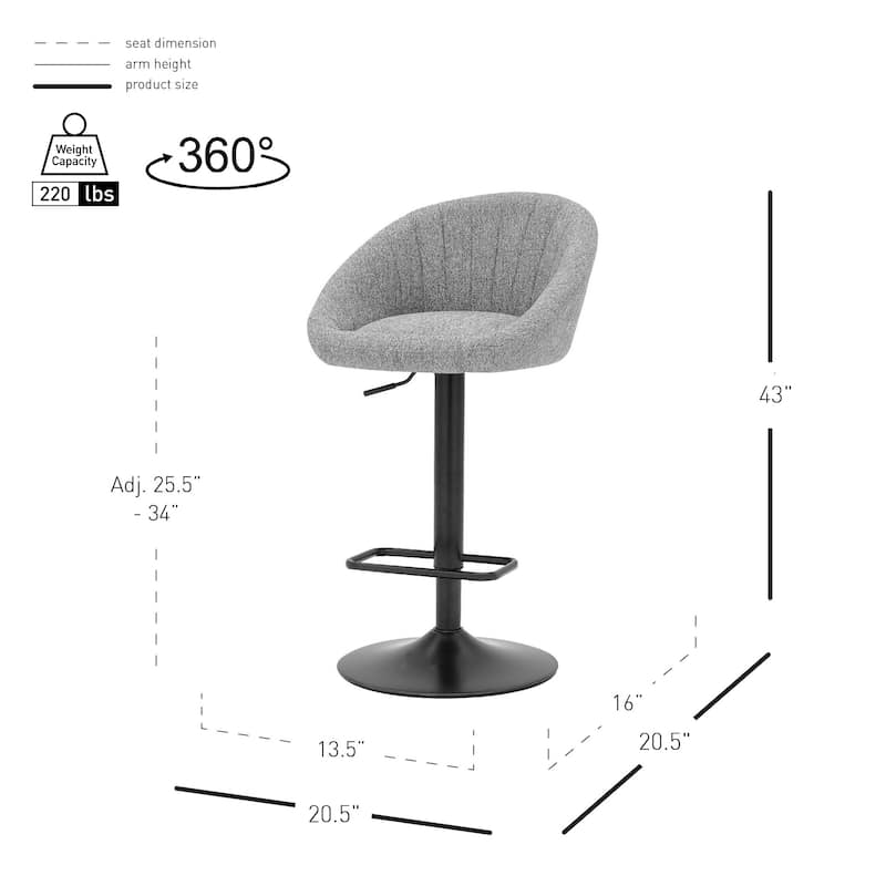 NPD Furniture Watson KD Gaslift Swivel Bar Stool