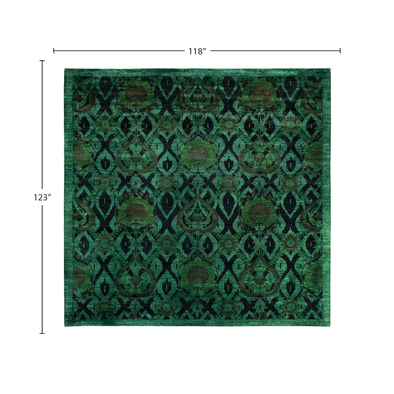 Overdyed One-of-a-Kind Hand-Knotted Square Area Rug - Green - 9' 10" x 10' 3"