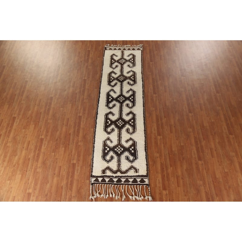 Push Anatolian Natural Dye Runner Rug Hand-knotted Wool Carpet - 3'2"x 11'4"