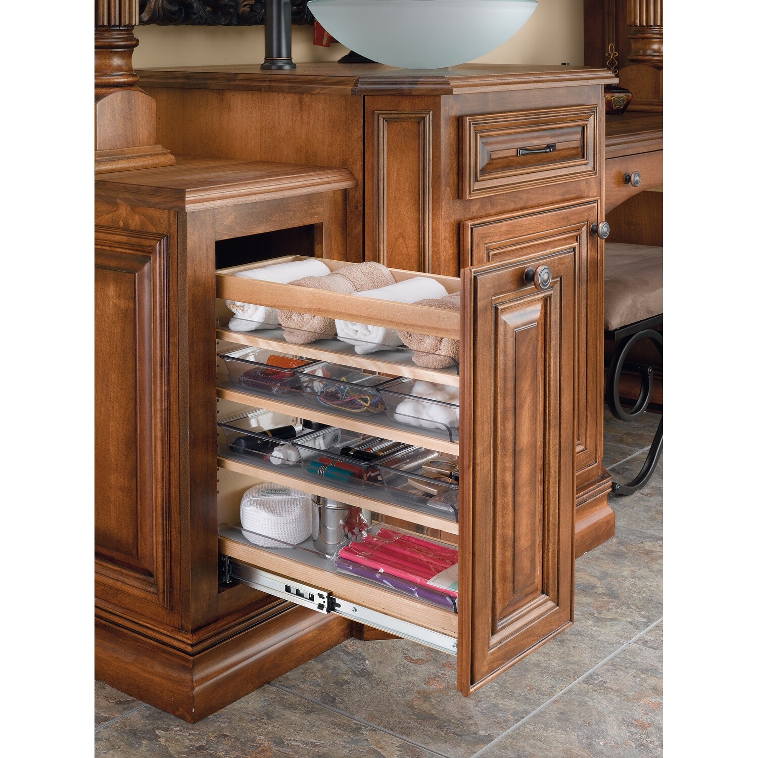 Shop Rev A Shelf 448 Vc20sc 8 448 Series 8 Inch Wide By 20 Inch High Vanity Base Cabinet Pull Out Organizer With Polycarbonate Bins Overstock 17138252
