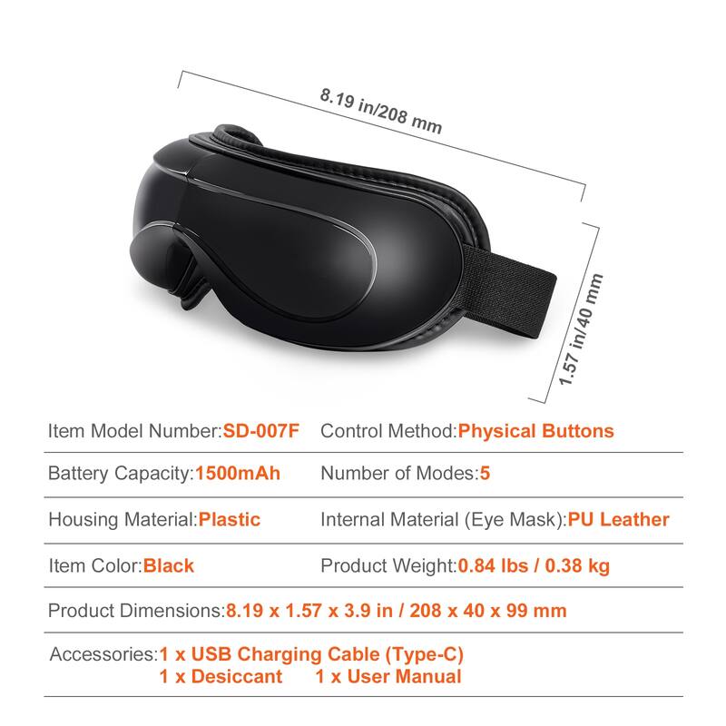 Eye Massager with Heat, Heated Eye Massage Mask with 5 Modes and Bluetooth Music, 180° Foldable Eye Care Massager