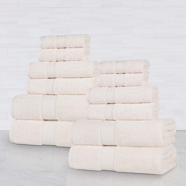 Superior Oregon Organic Cotton Solid 12-Piece Towel Set - Ivory