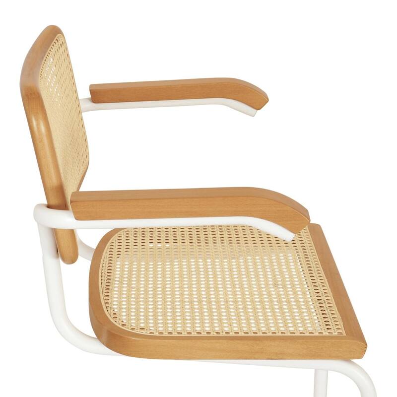 Breuer Chair Company Marcel Breuer Cesca Cane Cantilever Armchair Arm Chair w/ White Steel Frame (Various Wood & Cane Colors)