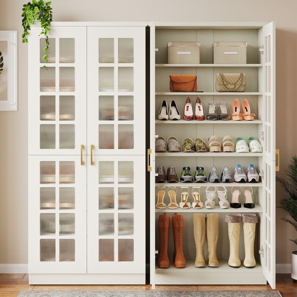 9-Tier Modern Shoe Storage Cabinet with Doors and Adjustable Shelves