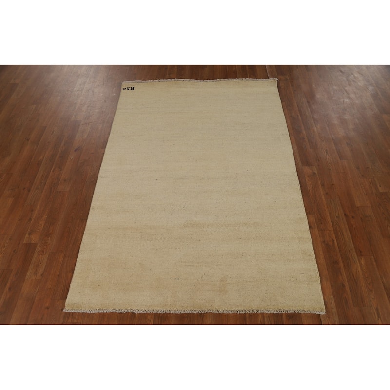 Gabbeh Modern Rug Hand-Knotted Wool Carpet - 4'0"x 5'9"