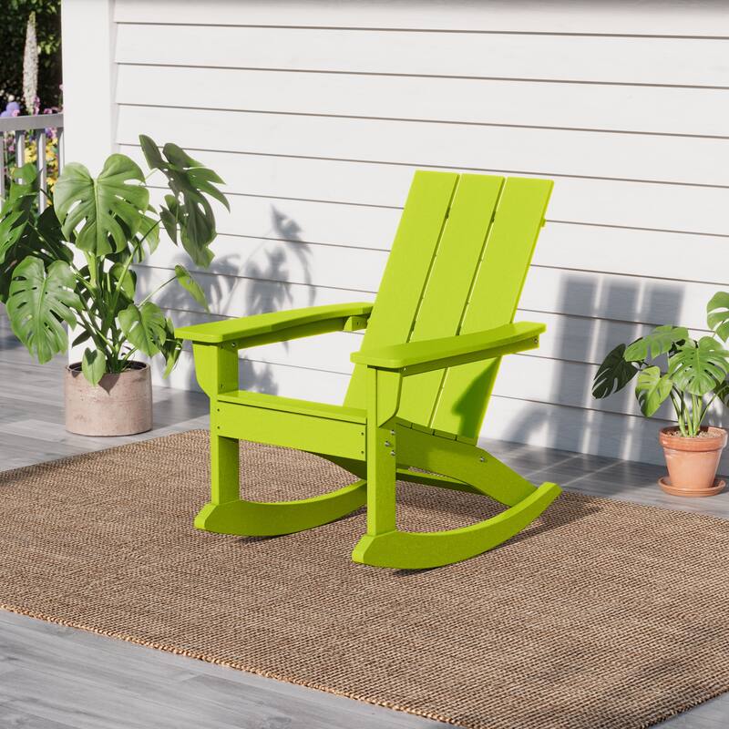 Shoreside Modern Eco-Friendly All Weather Poly Adirondack Rocking Chair