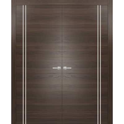 Solid French Double Doors 36 x 80 Planum 0310 Chocolate Ash with