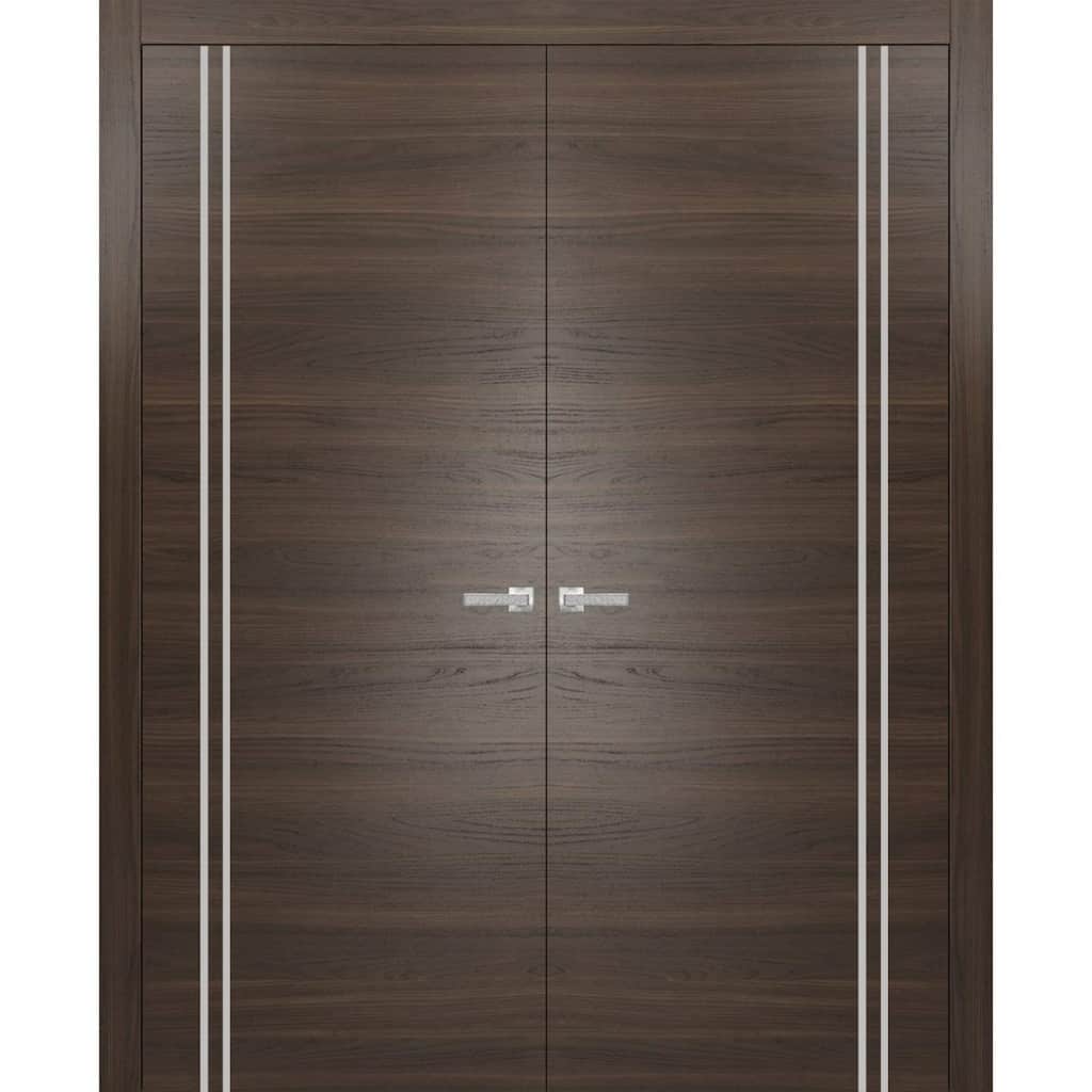 Solid French Double Doors 36 x 80 Planum 0310 Chocolate Ash with