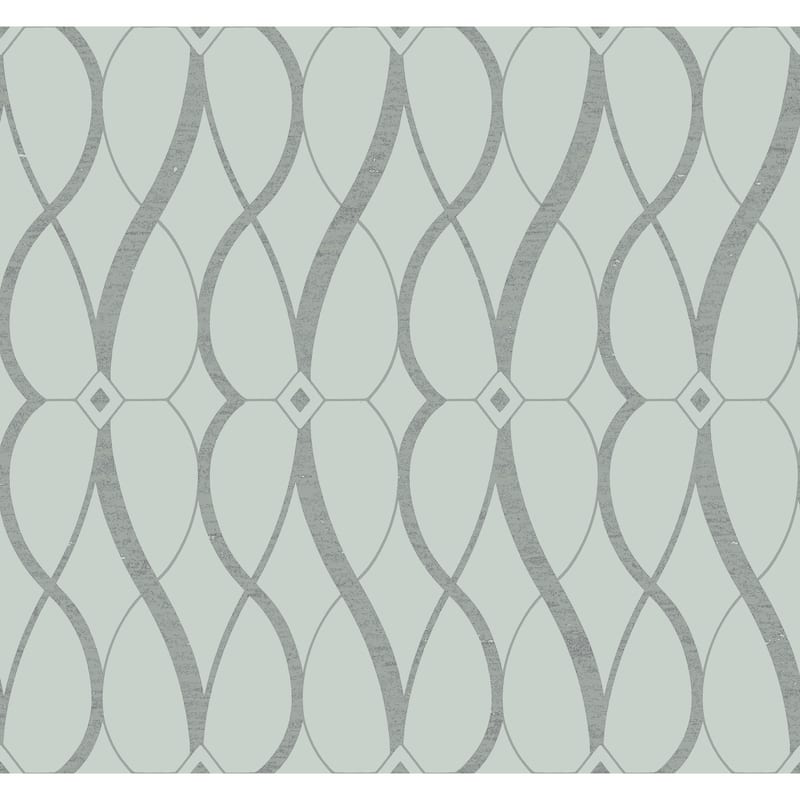 Fontaine, Graceful Geo 26.9' L X 27" W, Wallpaper Roll - Spa & Silver