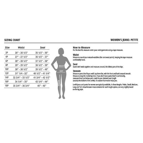 lee jeans size chart