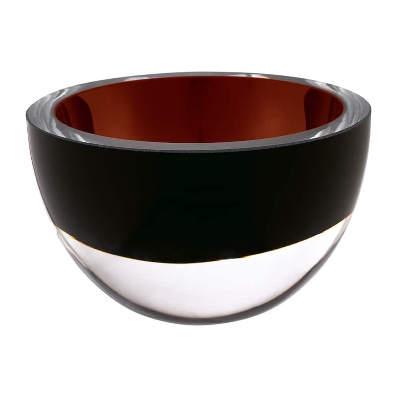 6" Brown Mouth Blown Crystal Thick Walled Bowl - 6