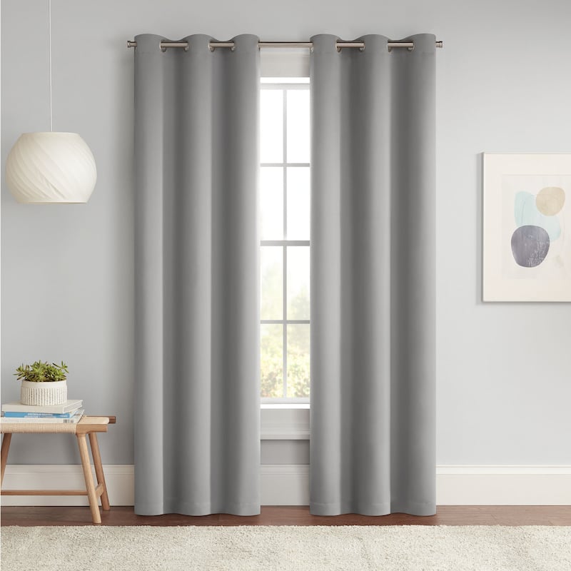 Eclipse Darrell Energy Saving Blackout Grommet Curtain Panel - Grey - 37x63