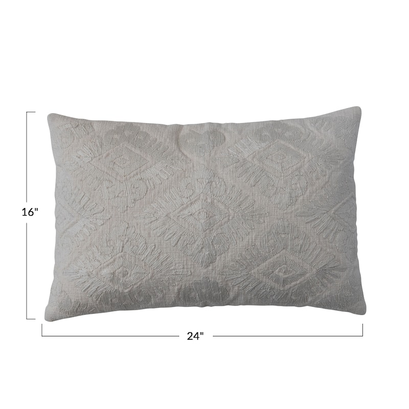Brocade Cotton Slub Lumbar Pillow