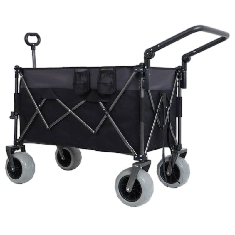 Multi-Functional Push-Pull Folding Wagon Cart with Rotating Handle & 9"x4" Beach Tires
