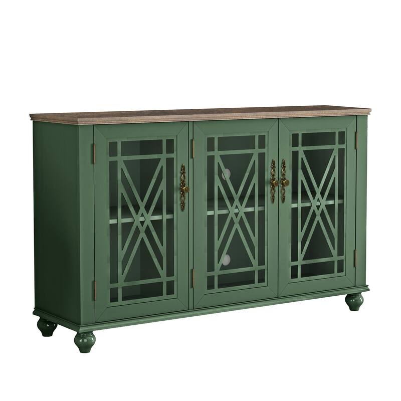 2-Piece Floral Storage Buffet Sideboard Set - 55" & 38" in Width - 55" & 38" in Width