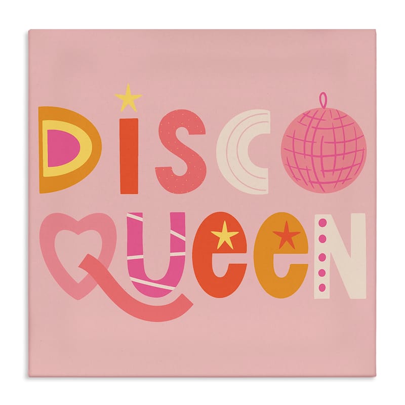 Stupell Disco Queen Pastel Pink Canvas Wall Art Design By Sazerelli Designs - 17 x 17
