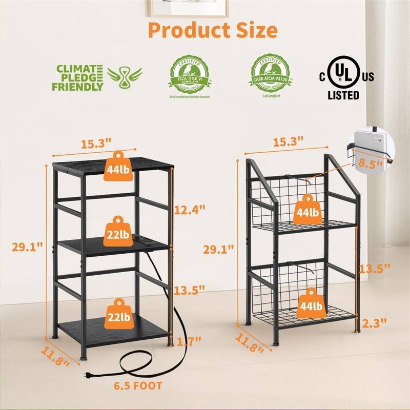 Record Player Stand With Vinyl Storage - 11.8"D x 15.3"W x 29.1"H