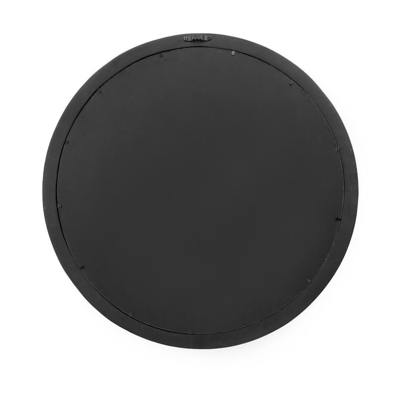 Round mirror with solid wood frame