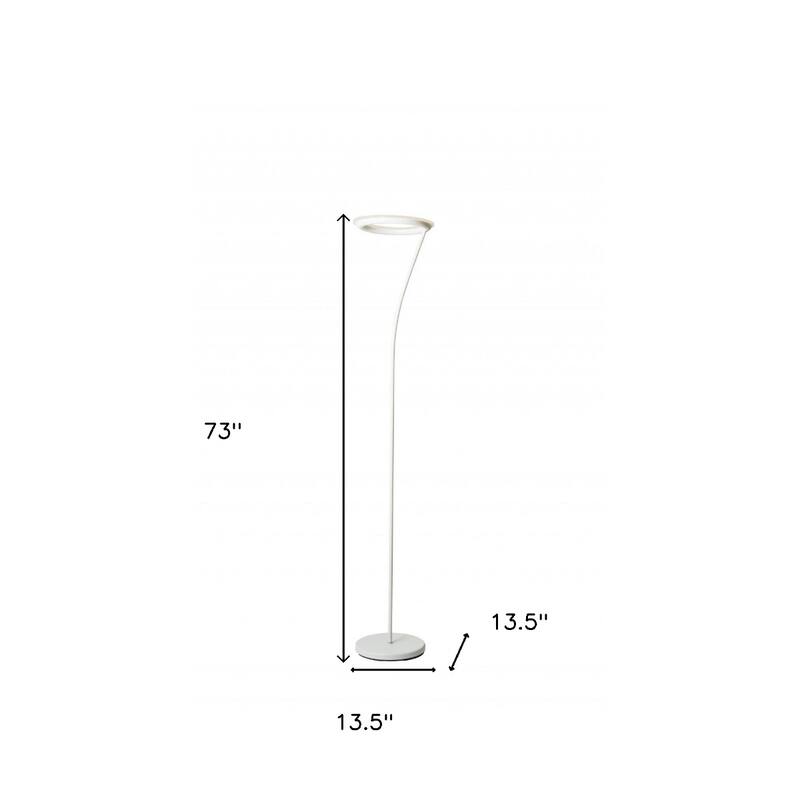 Contemporary 73-Inch White LED Torchiere Floor Lamp Dimmable, Adjustable White Light, Integrated A15 LED Bulb