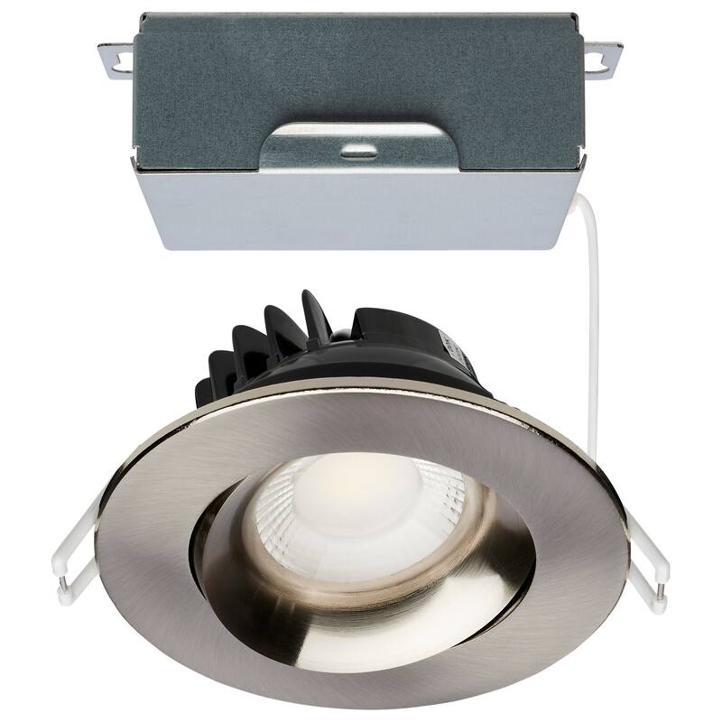 12W LED Direct Wire Downlight Gimbaled 3.5In CCT Selectable Round Remote Driver Brushed Nickel 840L - Brushed Nickel - Brushed Nickel
