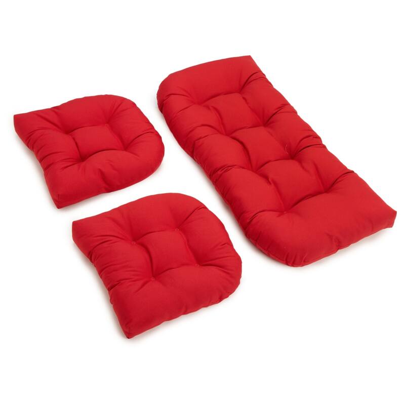 Twill 3-piece Indoor Settee Cushion Set - Red