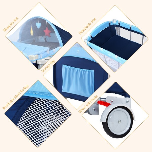 Costway Foldable Baby Crib Playpen Travel Infant Flat Bassinet Bed 40 x 27.5 x 30 On Sale Bed Bath Beyond 18298080