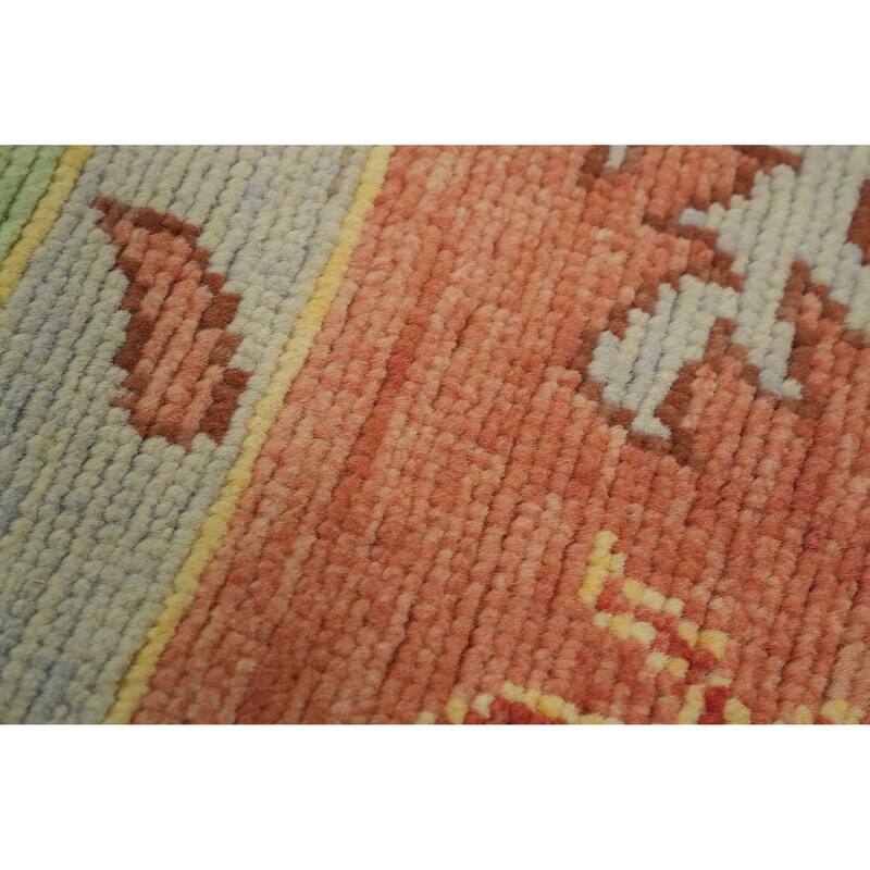 Vegetable Dye Wool Oushak Turkish Area Rug, Geometric Carpet - 12' 8'' X 10' 1''