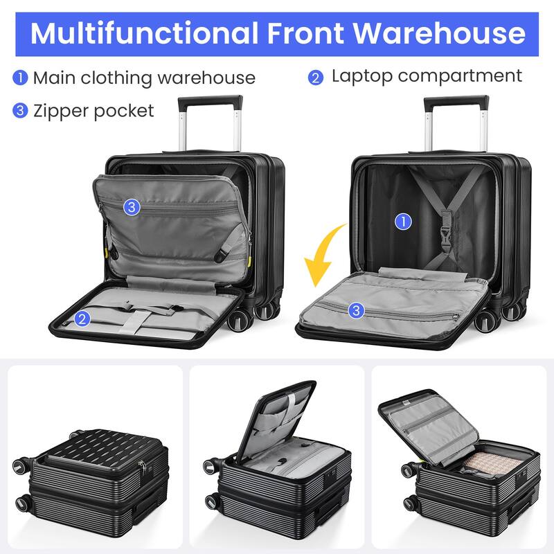 18" Carry On Luggage with Front Open Door &Laptop Interlayer