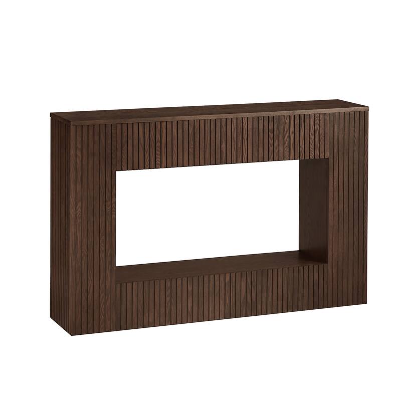 55" Modern Slatted Console Table, Narrow Entryway Table for Living Room or Hallway