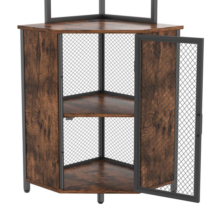 VECELO Tall Bookshelf 63.2"Large Bookcases Organizer with LED Lights Free-Standing Library Bookshelf with 5-Tier Storage Shelves