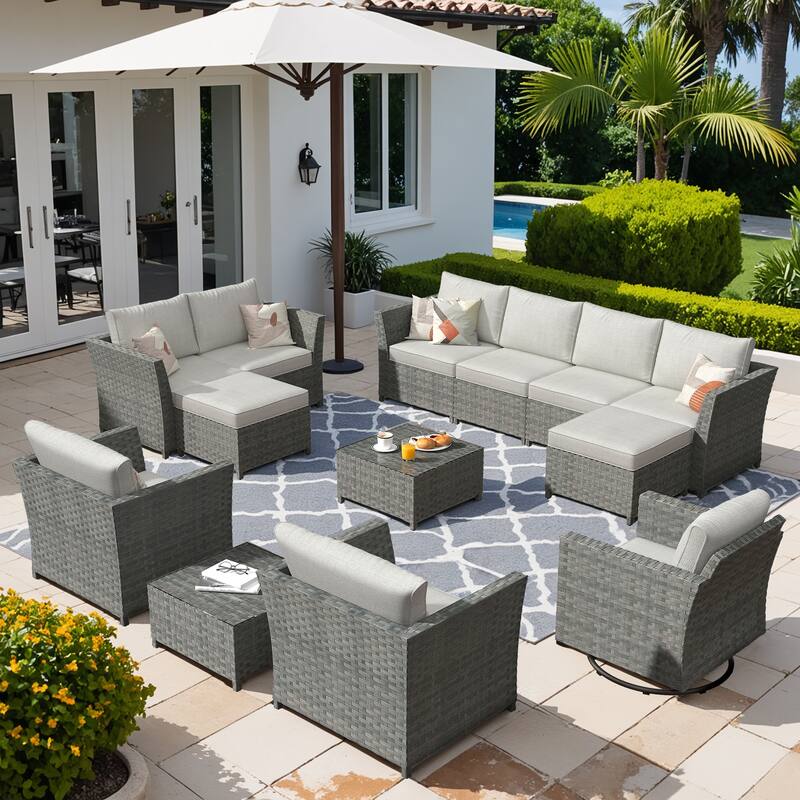 XIZZI 13-piece Outdoor Patio Furniture Conversation Set - Beige