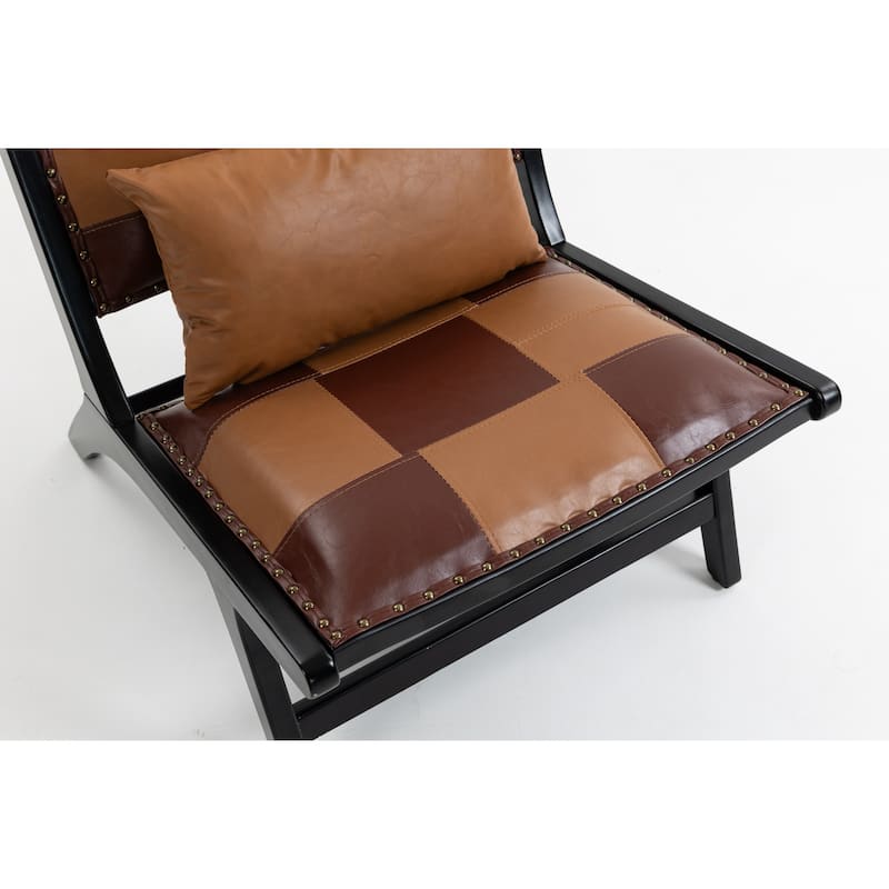 Boho Accent Chairs for Living Room, Ergonomic Lounge Reading Chair, Side Chair with Curved Backrest & Solid Wood Frame