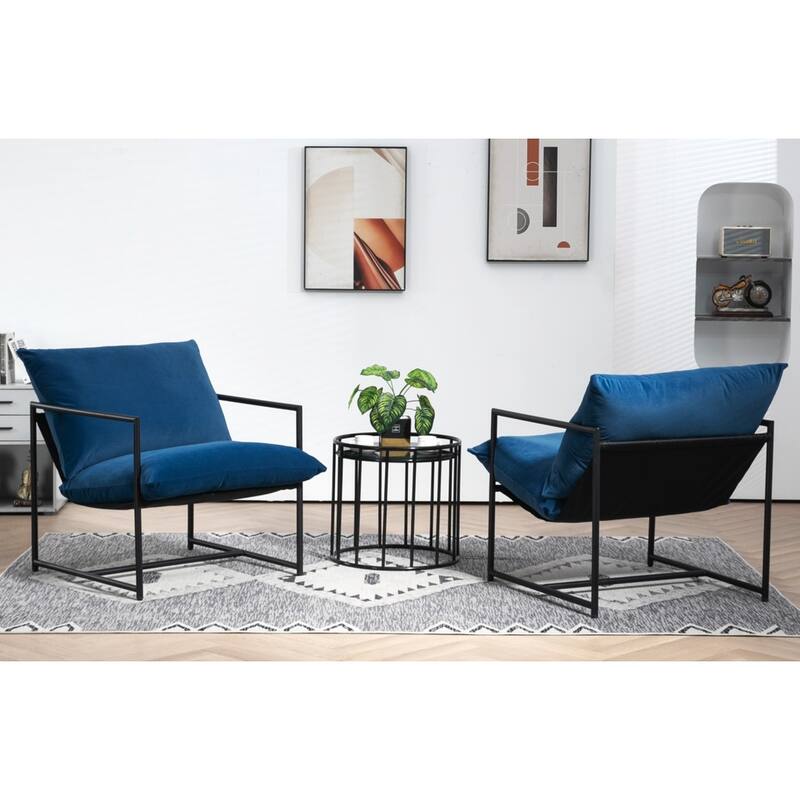 Modern Textured Velvet Sling Accent Chair