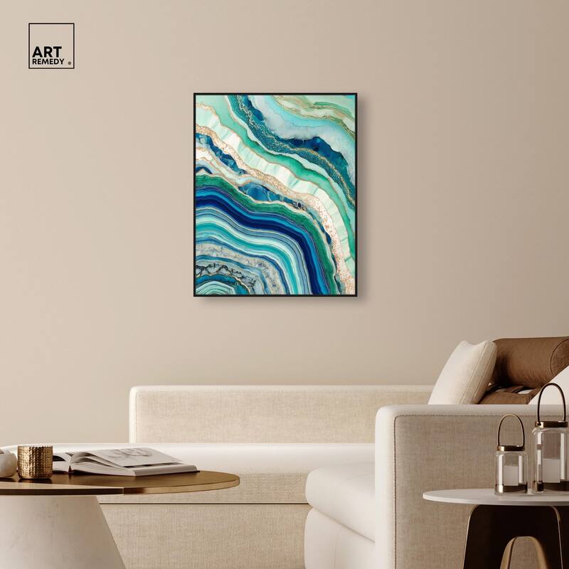 Blue Green Abstract Agate II Canvas by Art Remedy