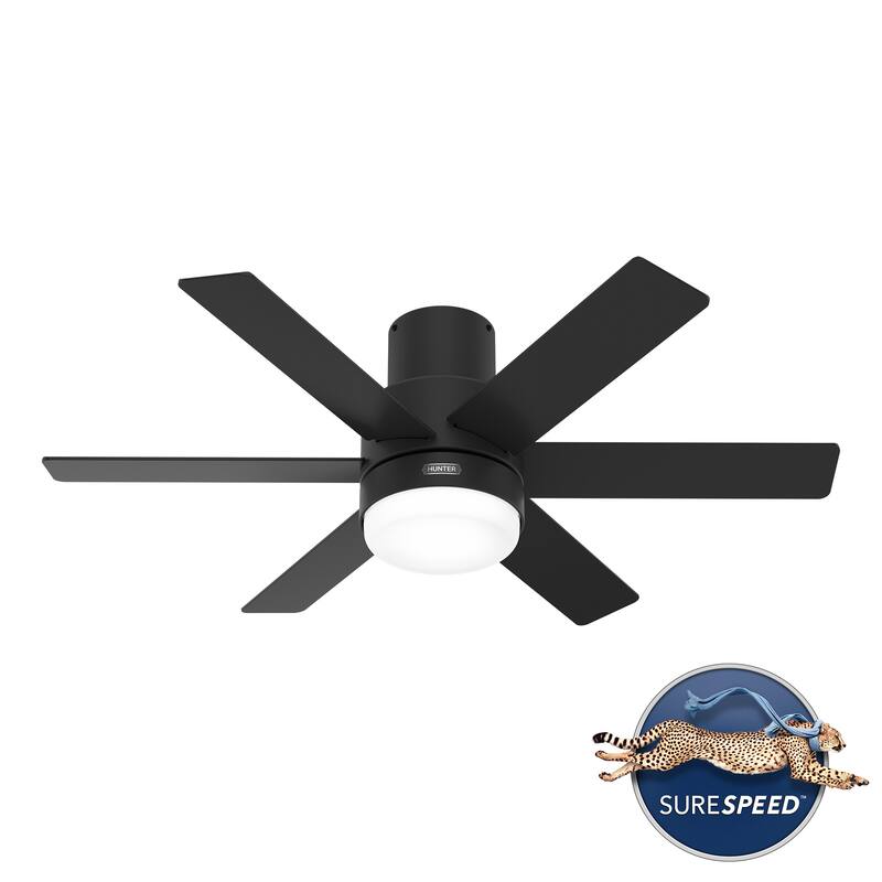 Hunter Mathers Low Profile Ceiling Fan with LED Light, Handheld Remote Modern Contemporary, Transitional