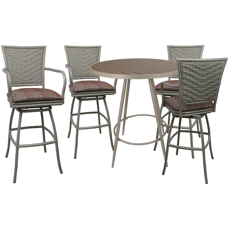 Outdoor/Indoor Metal Pub Set - Erin 30" Swivel Bar Stools - 30" Seat Bar Height - Multi Sun Stripe - Beige