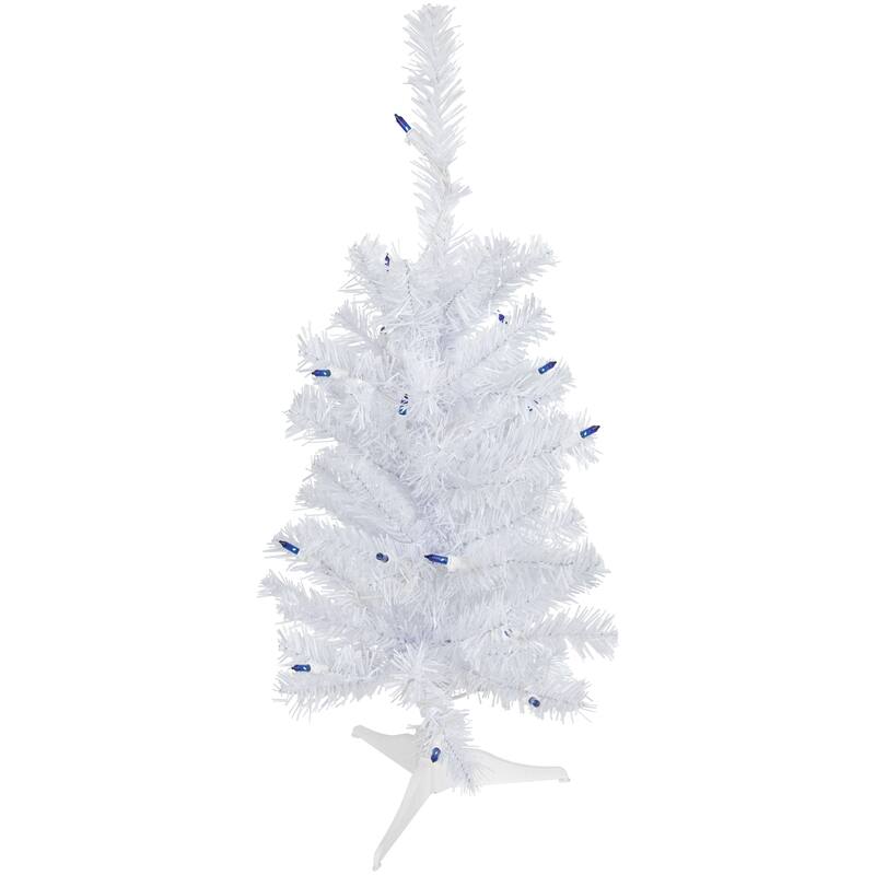 2' Pre-Lit Woodbury White Pine Slim Artificial Christmas Tree - Blue
