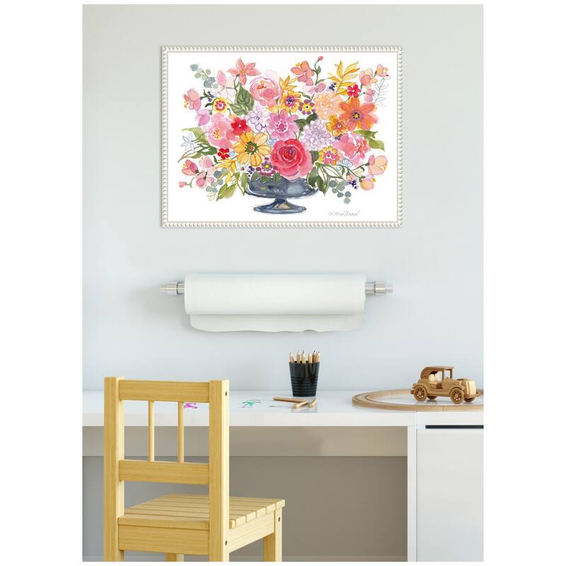 Kate and Laurel Sylvie Bright Floral Juicy Arrangement With Pencil Framed Canvas by Patricia Shaw