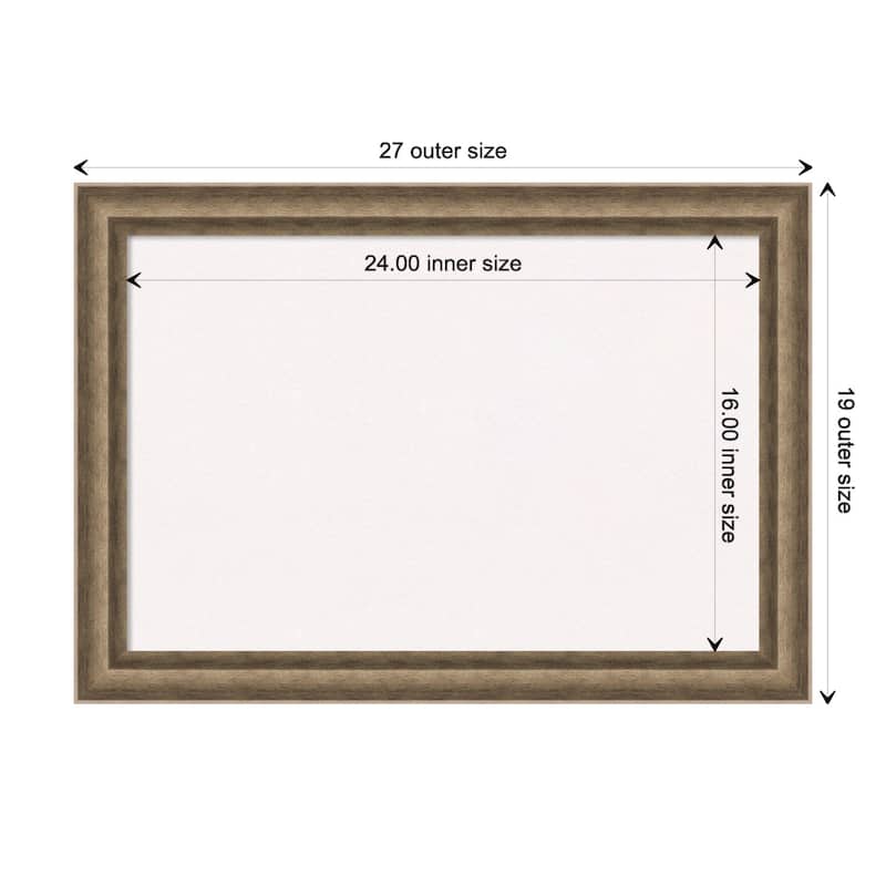 Angled Bronze Wood Framed White Corkboard Bulletin Board - Board Size 24x16
