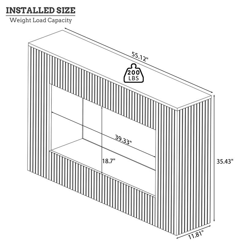 55" Modern Slatted Console Table for Living Room or Hallway