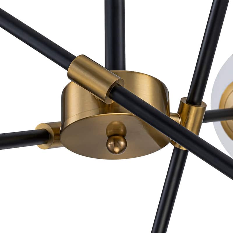 Mid-Century Adjustable Arm White Glass Globe Sputnik Chandelier