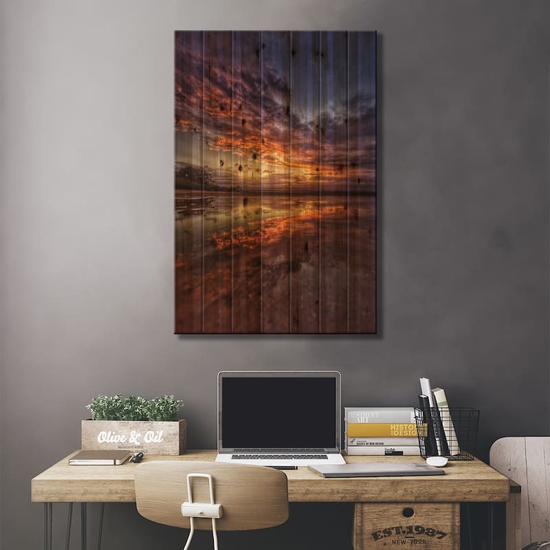 Double Sunset Print On Wood by Ben Mulder - Multi-Color