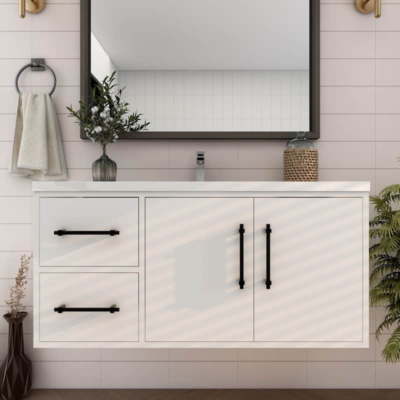 Victoria 42'' L Wall-mounted Vanity with Reinforced Acrylic Sink - 41.5 - Glossy - Gloss White
