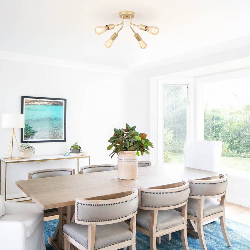 Modern 4-Light Semi Flush Mount Ceiling Light for Dining Room Bedroom Hallway Entryway