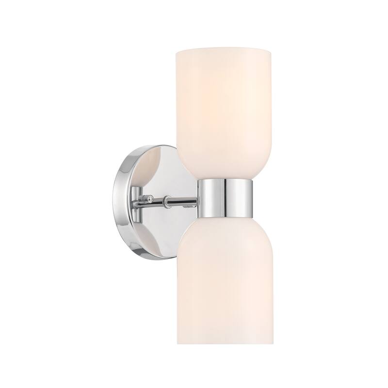 Shuman 2-light Mid-century Modern White Gold Wall Sconce with UL