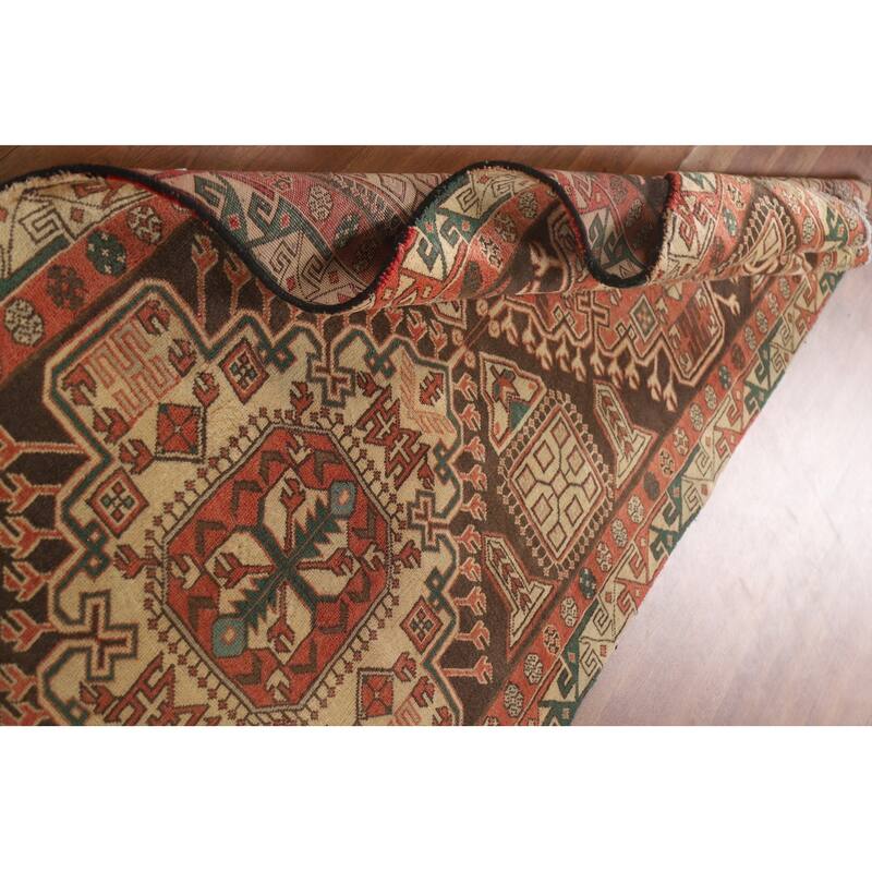 Ardebil Persian Vintage Runner Rug Hand-Knotted Wool Carpet - 3'7"x 10'7"