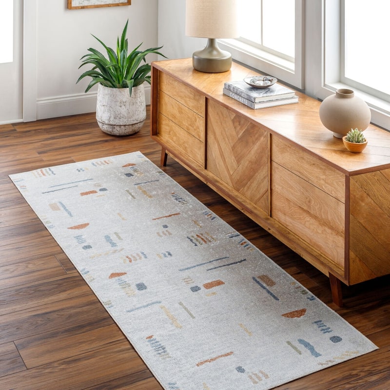 Livabliss Lillian Machine Washable Modern Whimsy Area Rug - Greige Multi - 7' 10" x 10' 2"