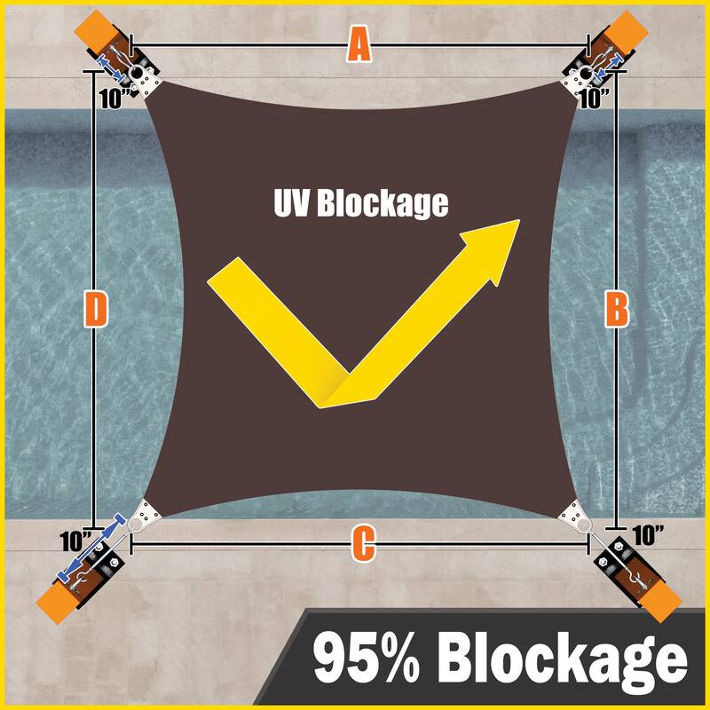 ColourTreeUSA Square Sun Shade Sail Reinforced Super Ring HDPE Mesh Fabric Screen Canopy UV Block 260 GSM
