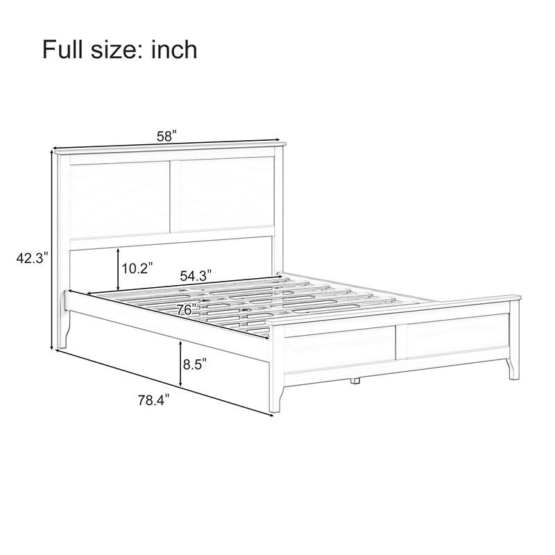 Modern Solid Wood Platform Bed Frame with Wooden Slats Support, No Box Spring Needed, Full Queen King