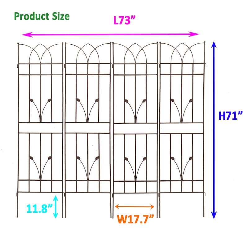 2/4 Pack Garden Trellis for Climbing Plants, 71" x 17.7" Metal Plant Trellis for Potted Plant Support Wall Trellis for Climbing